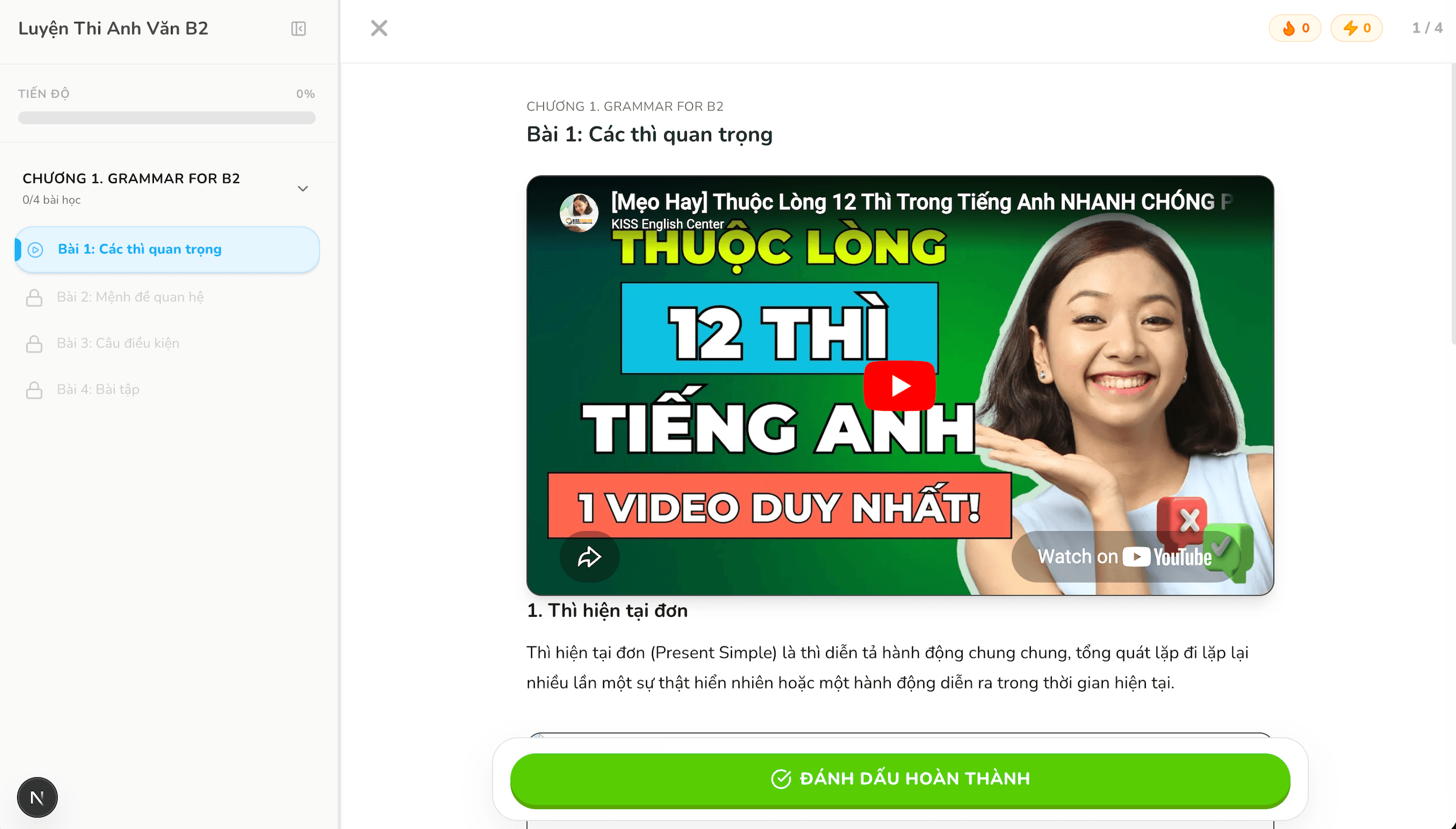 Khoá học cấu trúc và luyện thi