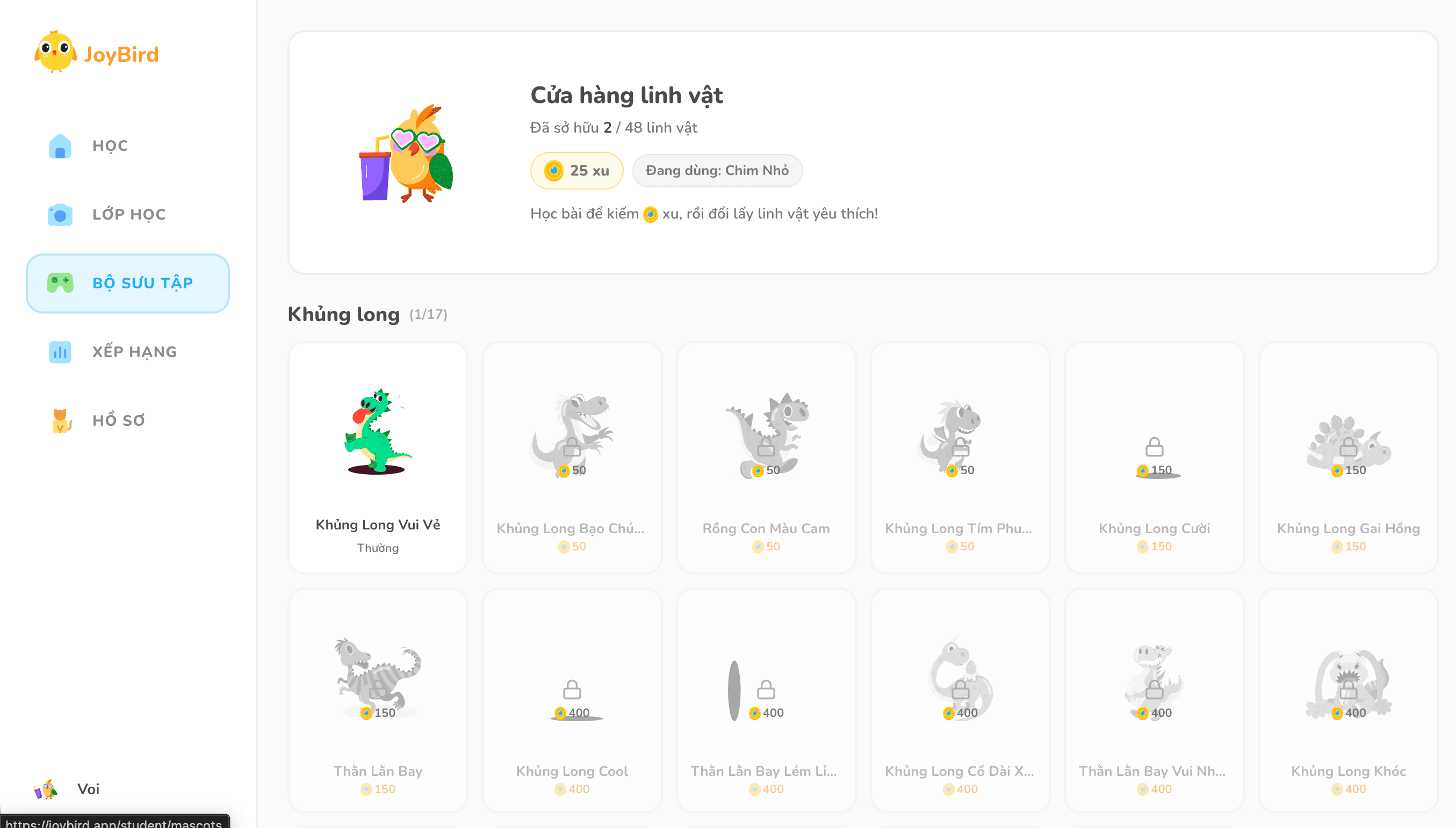 Bộ sưu tập linh vật phong phú để thay đổi