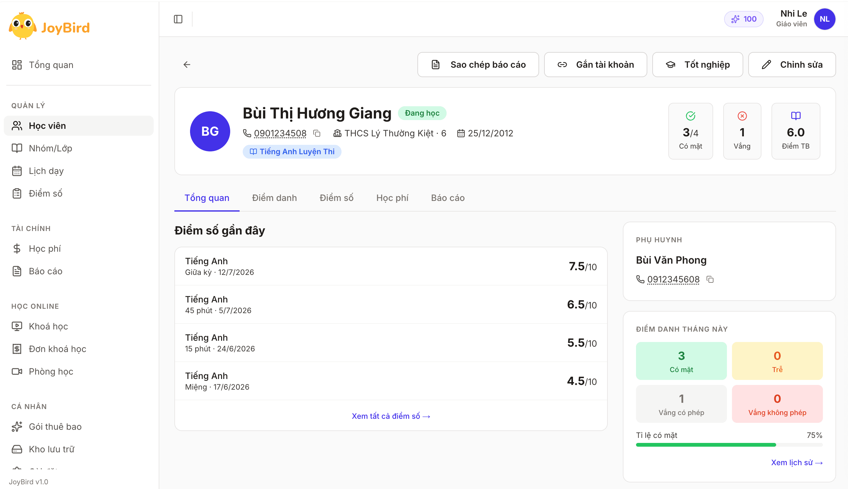 Hồ sơ học viên